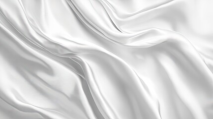 Abstract background of white silky fabric with soft folds and waves.