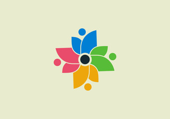 flower dance, simple foundation logo concept