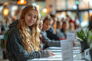 Young adults register to vote at center