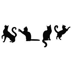 vector isolated silhouette cat set,  Cat silhouette vector pictogram ,Vector silhouette of the cat sitting, black color, isolated on white background