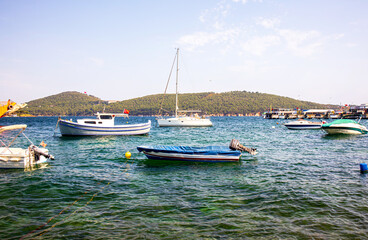 anchored ships and boats in the island bay, istanbul