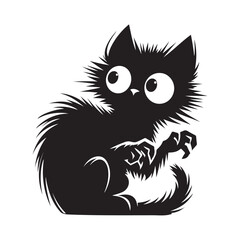 Black cat, scary cartoon Halloween illustration Vector