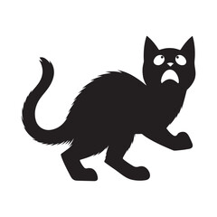Black cat, scary cartoon Halloween illustration Vector