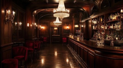 Fototapeta premium Elegant Bar Interior with a Classic Design