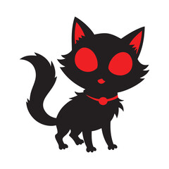 Scary Halloween decor black cat,  Spooky house vector 