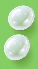 White Soap Bubbles on Green Background, Abstract Image, Texture, Pattern, Wallpaper, Cover and Screen of Smartphone, Cell Phone, Computer, Laptop, 9:16 and 16:9 Format
