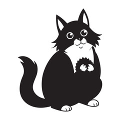 cat eating vector silhouette illustration isolated on white background