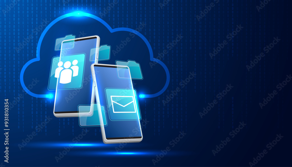 Poster cloud computing concept.abstract cloud connection technology background.