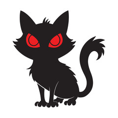 Scary Halloween decor black cat,  Spooky house vector 