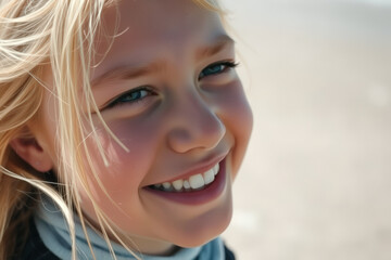 Fototapeta premium Happy girl with blonde hair
