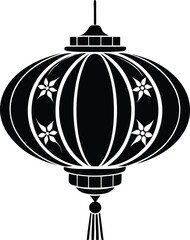 decorative chinese lantern illustration black and white