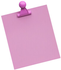 A vibrant pink notepad clipped at the top. cut out, PNG, isolated on transparent background.
