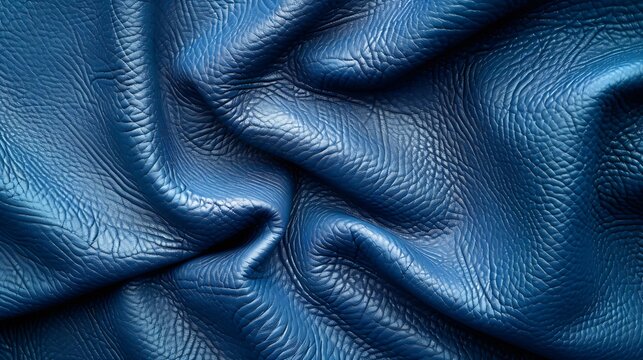 Blue leather fabric texture background textile material design interior decor : Generative AI