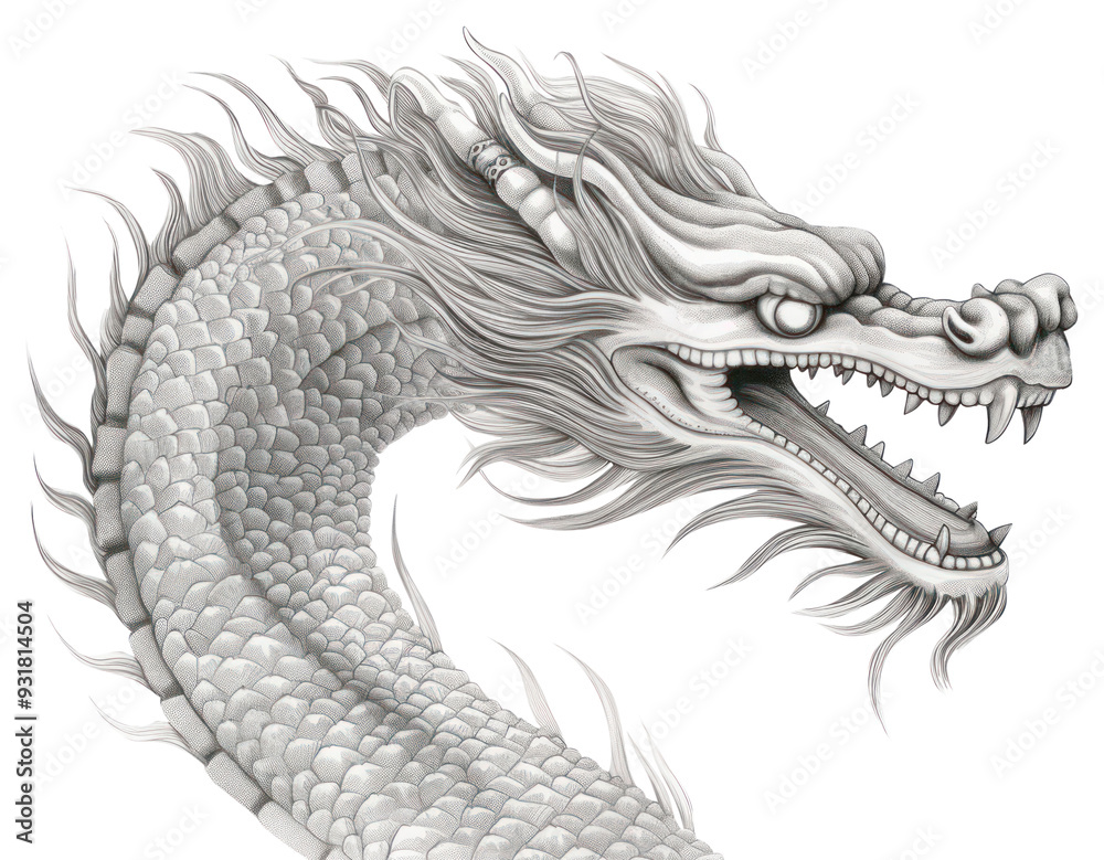 Canvas Prints png chinese dragon drawing sketch representation.