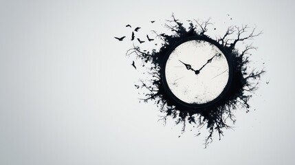 Midnight Elegance - Sinister Gothic Clock in Watercolor Style, Generative Ai