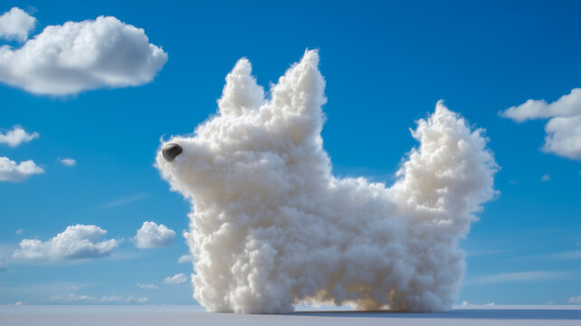 Cloud Shaped Like a Fluffy Dog in Sky