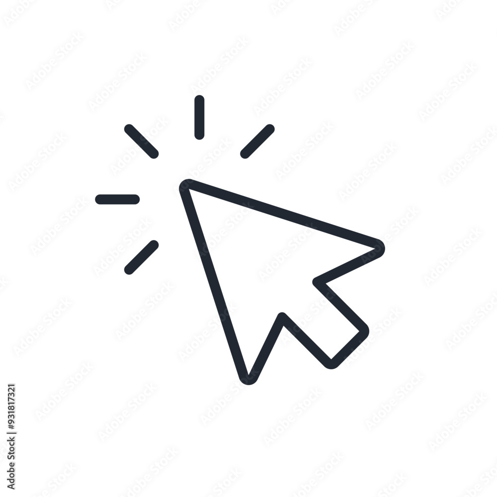 Fototapete mouse cursor click editable stroke outline icon isolated on white background flat vector illustratio