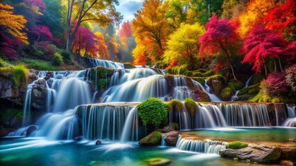 Obraz premium Chromatic Cascade: Colorful, vibrant, flowing, cascading, dynamic