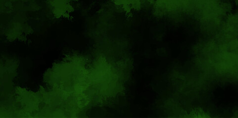 Abstract sea green watercolor hand painted art victor illustration. Dark green painted smoky textured teal color powder explosion. Steam explosion green smoke or fog isolated on black background.