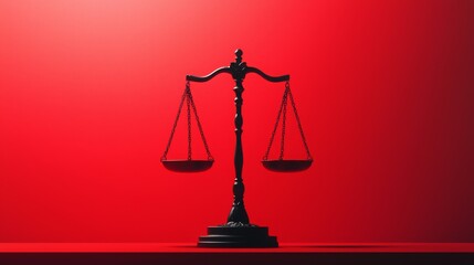 A stylish black scale against a vibrant red background, symbolizing justice and balance in legal matters and decision-making.