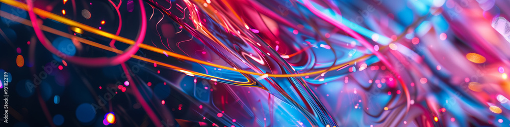 Wall mural streaming neon. cyberpunk technical background abstraction ui ux modern trendy design. place for tex