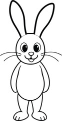 Adorable bunny coloring page for kids, featuring simple black-and-white illustrations for fun and creativity.
