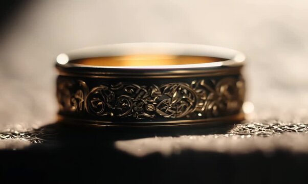 Intricate Signet Ring Macro Close-Up