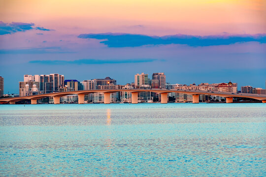 Twilight view of Sarasota skyline in florida, United States