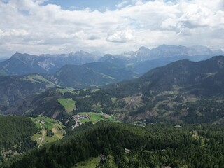 Fototapeta premium Sass de Putia Aerial view of the Dolomites mountain landscape in Trentino, South Tyrol in Northern Italy.