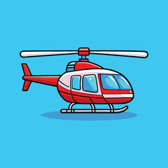Cartoon Vector Icon Illustration of a Helicopter - Air Transportation Icon Concept, Isolated Flat Vector
