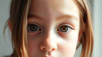 Fototapeta premium Close-up Portrait of a Young Girl with Brown Eyes