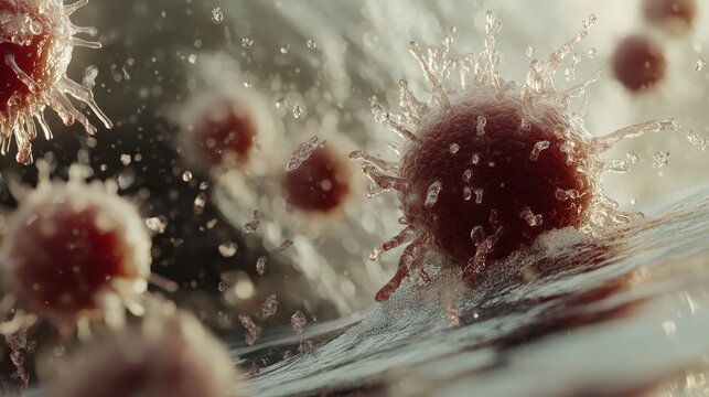 White blood cells are engaging and responding to a bacterial infection, showcasing their immune defense mechanism in action