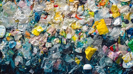 Fototapeta premium Recycled Plastic Waste Heap for Environmental Conservation and Sustainability