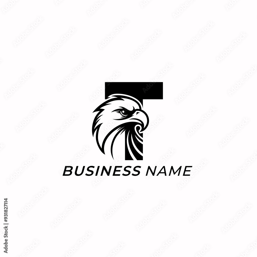 Wall mural design logo creative letter t and eagle