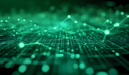 Obraz premium Green digital networking, internet, cyber and business background