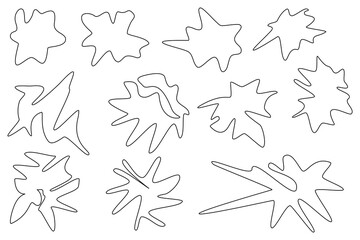 Vector illustration of abstract paint blots for coloring, perfect for back-to-school activities and creative projects.