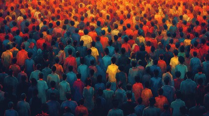 Obraz premium A colorful crowd of people, each with unique expressions and identities, marching together in support of social equality
