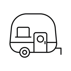 caravan line icon with white background vector stock illustration