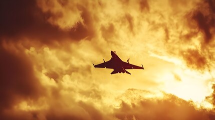 Powerful Jet Fighter Aircraft Flying through the Sky.