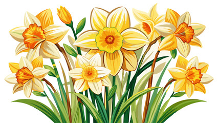 daffodil illustration, daffodil flower vector art, daffodil flower illustration, daffodil vector, bouquet of yellow flowers