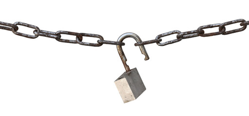 padlock and chain on transparent background