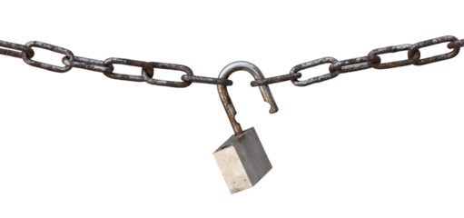 padlock and chain on transparent background