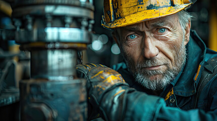 Mechanic repairs hydraulic hose at drilling site