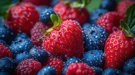 Fototapeta premium Vibrant berries glistening in natural light