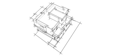  building sketch architectural 3d illustration