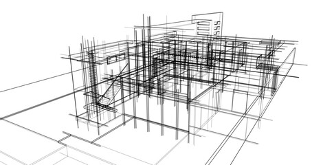 Fototapeta premium building sketch architectural 3d illustration