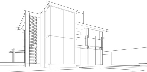  building sketch architectural 3d illustration