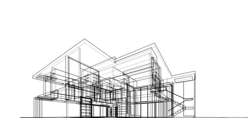  building sketch architectural 3d illustration