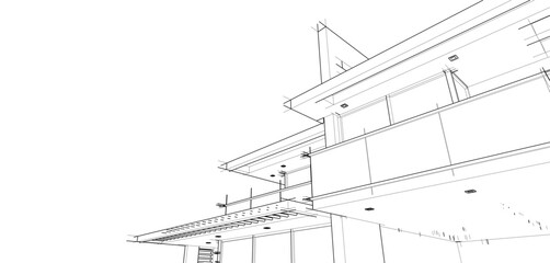  building sketch architectural 3d illustration