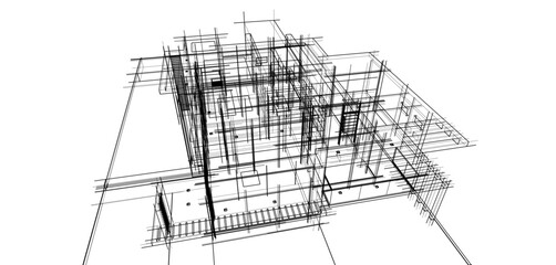  building sketch architectural 3d illustration